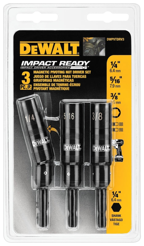 DEWALT DWPVTDRV3 Impact Ready Nut Driver Set, 3-Piece, Steel, Magnesium Phosphate