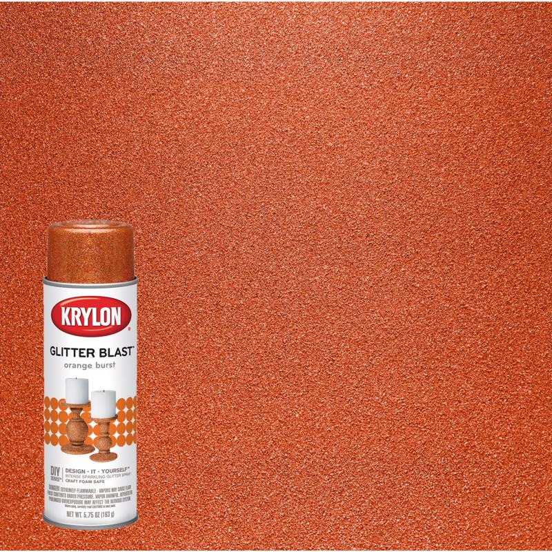 Krylon K03807A00 Craft Spray Paint, Glitter, Orange Burst, 5.75 oz, Can, Pack of 6