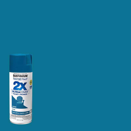 Rust-Oleum Painter's Touch 2X Ultra Cover Satin Lagoon Paint+Primer Spray Paint 12 oz, Pack of 6
