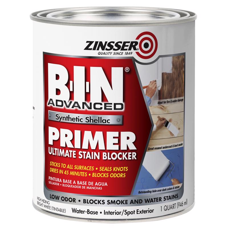 Zinsser 271009 Advanced Synthetic Primer, Flat, Matte, White, 1 qt, Can, Pack of 4