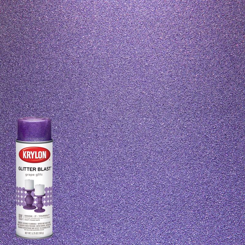 Krylon K03813A00 Craft Spray Paint, Glitter, Grape Glitz, 5.75 oz, Can, Pack of 6