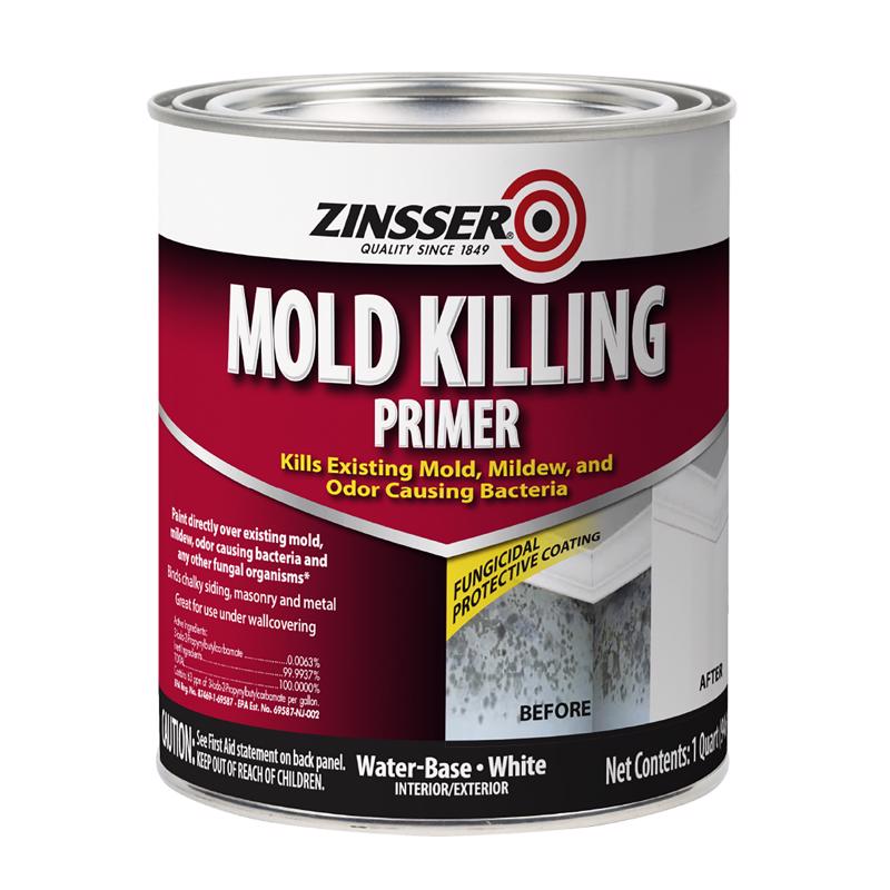 Zinsser White Water-Based Acrylic Mold Killing Primer 1 qt, Pack of 4