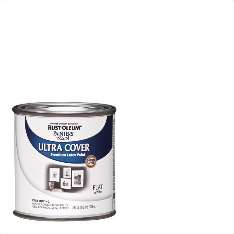 Rust-Oleum Painters Flat White Water-Based Ultra Cover Paint Exterior and Interior 0.5 pt, Pack of 6