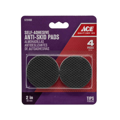 Ace Rubber Self Adhesive Non-Skid Pad Black Round 2 in. W 4 pk