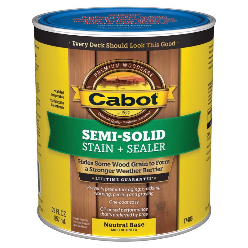 Cabot Semi-Solid Low VOC Semi-Solid Tintable Neutral Base Oil-Based Deck and Siding Stain 1 qt, Pack of 4