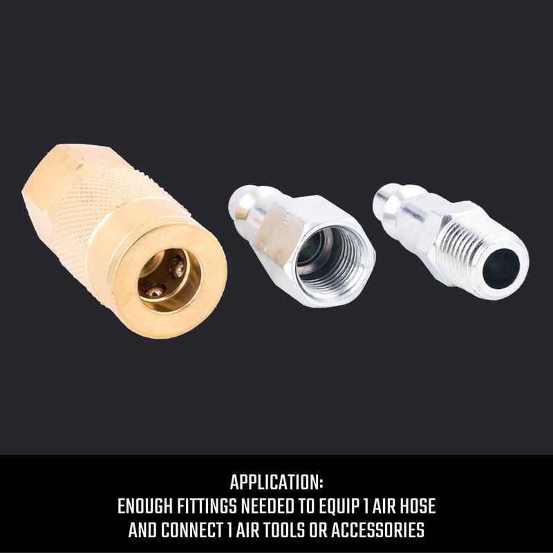 Craftsman Brass/Steel Industrial Air Coupler and Plug Set 1/4 in. 3 pc