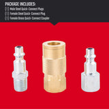 Craftsman Brass/Steel Industrial Air Coupler and Plug Set 1/4 in. 3 pc