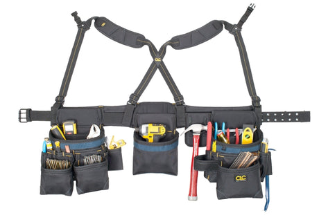 CLC Tool Works Framing Master Series 2617 Tool Belt, 29 to 46 in Waist, Ballistic Poly Fabric, Black, 28-Pocket