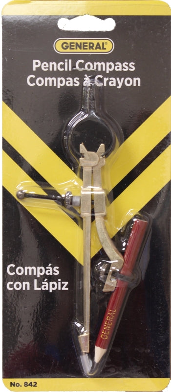 General 842 Pencil Compass, 9 in Dia Circle, Metal