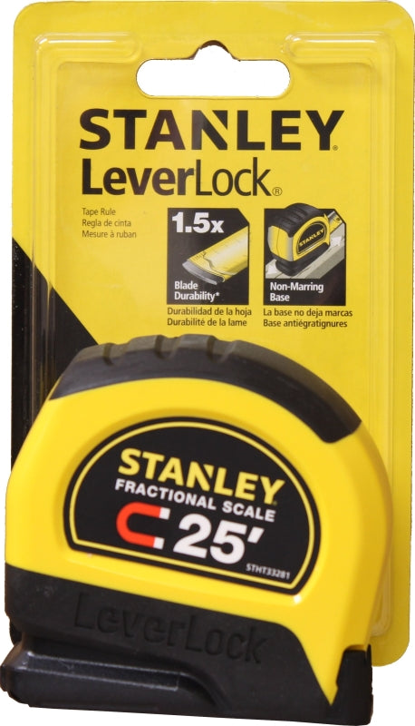 STANLEY STHT30818S Tape Measure, 25 ft L Blade, 1 in W Blade, Steel Blade, ABS Case, Black/Yellow Case