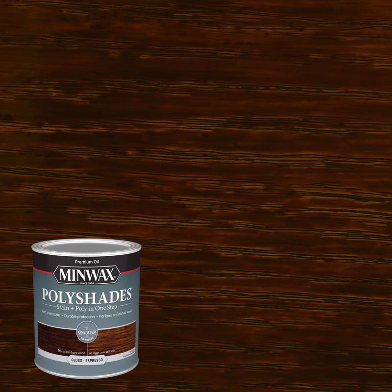 Minwax PolyShades Semi-Transparent Gloss Espresso Oil-Based Stain/Polyurethane Finish 1 qt, Pack of 4