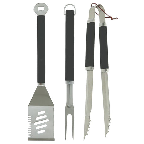 Mr. BAR-B-Q 02465YNST Tool Set, Stainless Steel, Plastic Handle, Comfort Grip Handle