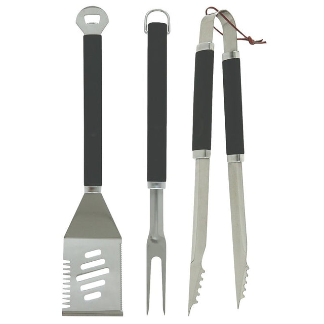 Mr. BAR-B-Q 02465YNST Tool Set, Stainless Steel, Plastic Handle, Comfort Grip Handle