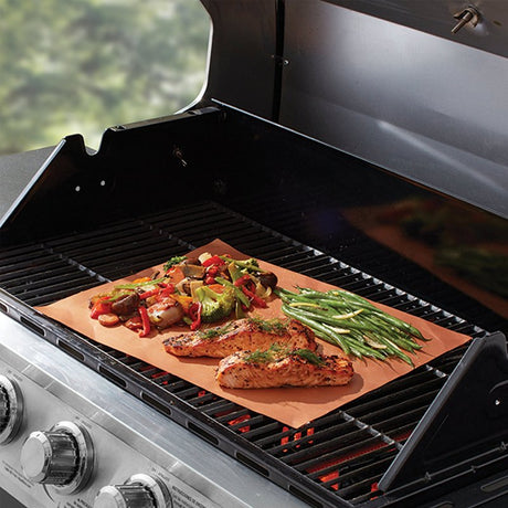 Mr. BAR-B-Q 06198Y Reusable Grill Mat, 15-3/4 in L, 13 in W, Copper