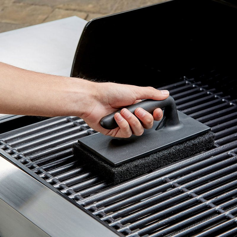 Mr. BAR-B-Q 06467Y Oversized Grill/Griddle Scrubber with Replacement Pad, 8 in L Brush, 4 in W Brush, Nylon Bristle