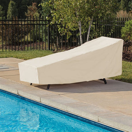 Mr. BAR-B-Q 07835BBGD Chaise Lounger Cover, 28 in L, 30 in W, 76 in H, Elastic, Taupe