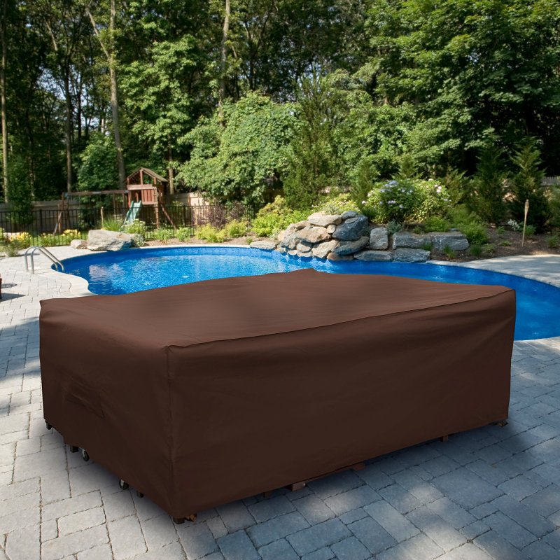 Mr. BAR-B-Q 07843BB Premium Patio Cover, 120 in L, 90 in W, 40 in H, Polyethylene, Brown