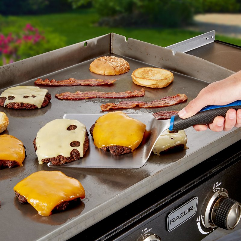 Mr. BAR-B-Q 08802RZ Extra-Large Griddle Spatula, Stainless Steel Blade, Stainless Steel, Rubber Handle, 14.88 in OAL