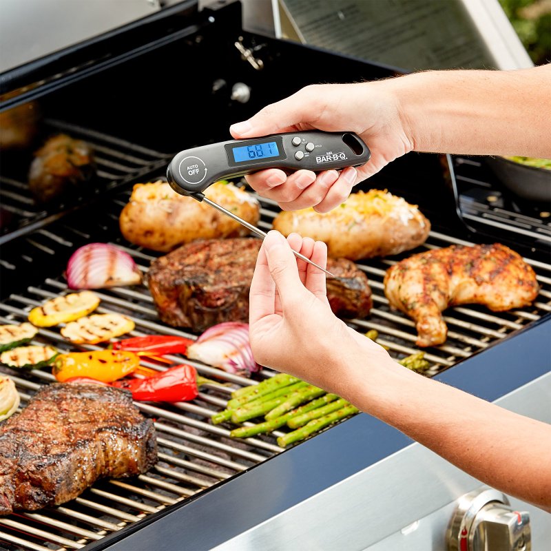 Mr. BAR-B-Q 40317Y Foldable Quick Read Thermometer, -4 to 518 deg F, Stainless Steel Probe Material