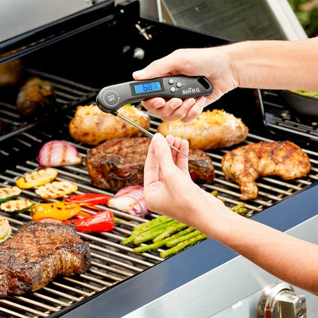 Mr. BAR-B-Q 40317Y Foldable Quick Read Thermometer, -4 to 518 deg F, Stainless Steel Probe Material