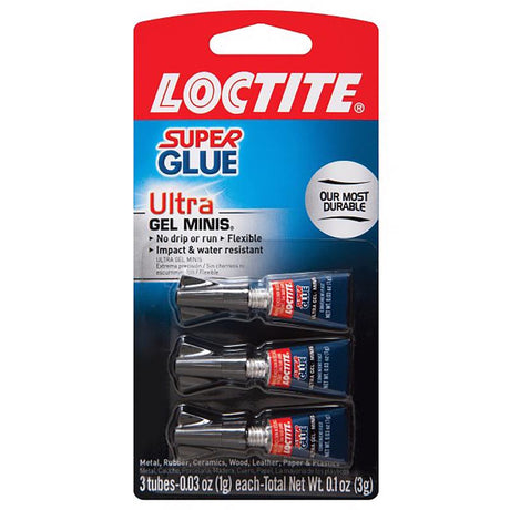 Loctite Ultra Gel Minis High Strength Ethyl Cyanoacrylate Clear Super Glue 0.1 oz, Pack of 6