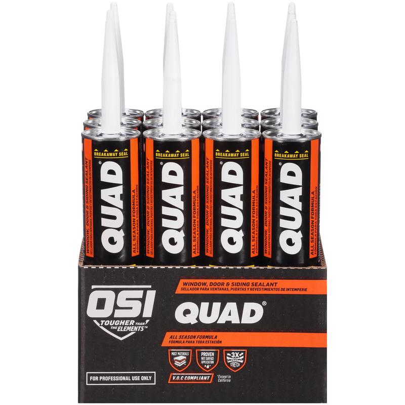 OSI Quad Black Elastomeric Polymers Door/Siding/ Window Sealant 10 oz, Pack of 12