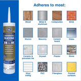 GE Advanced Almond Silicone 2 Window and Door Caulk Sealant 10.1 oz, Pack of 12