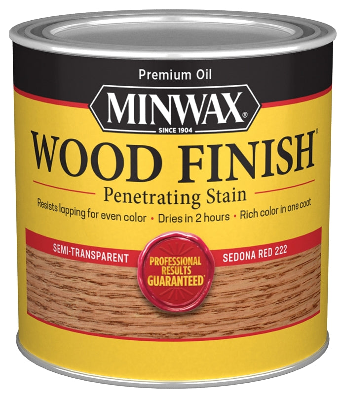 Minwax 222204444 Wood Stain, Satin, Sedona Red, Liquid, 0.5 pt Can