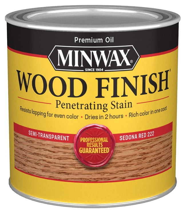 Minwax 222204444 Wood Stain, Satin, Sedona Red, Liquid, 0.5 pt Can