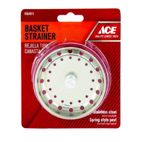 Ace 3-1/8 in. D Chrome Silver Stainless Steel Sink Strainer