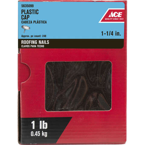 Ace 1-1/4 in. Cap Galvanized Plastic/Steel Nail Cap Flat Head