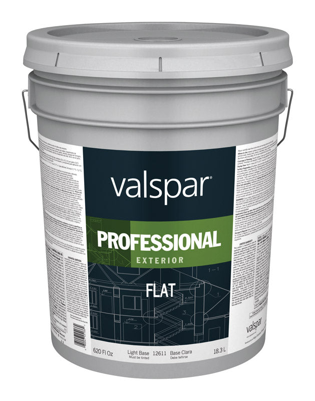 Valspar Professional 12600 045.0012611.008 Latex Paint, Flat, 5 gal Package, Pail