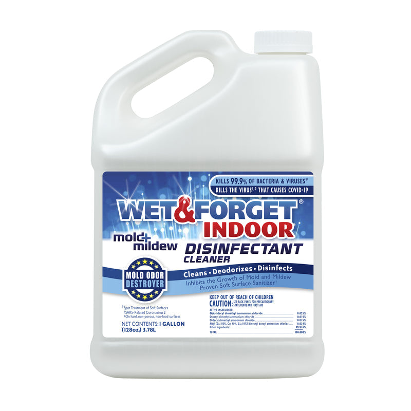 Wet & Forget 802128 Mold and Mildew Disinfectant Cleaner, 128 oz, Liquid, Bland, Clear