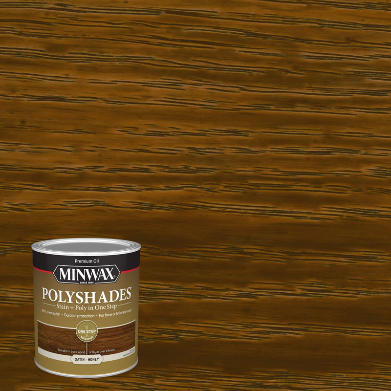 Minwax PolyShades Semi-Transparent Satin Honey Oil-Based Stain/Polyurethane Finish 1 qt, Pack of 4