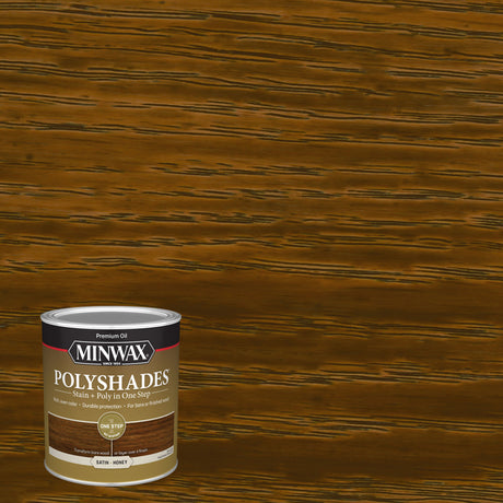 Minwax PolyShades Semi-Transparent Satin Honey Oil-Based Stain/Polyurethane Finish 1 qt, Pack of 4