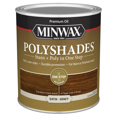 Minwax PolyShades Semi-Transparent Satin Honey Oil-Based Stain/Polyurethane Finish 1 qt, Pack of 4