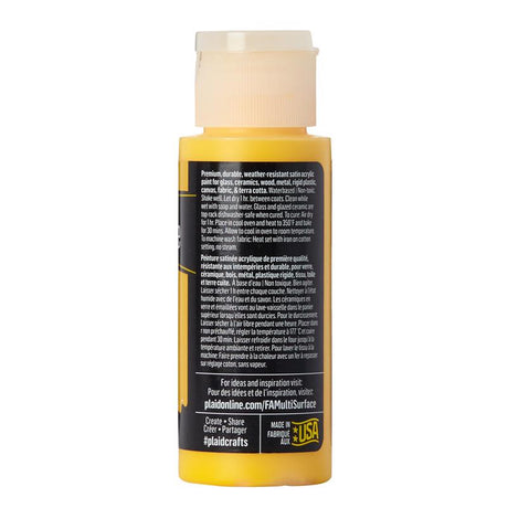 Plaid FolkArt Satin Moon Yellow Hobby Paint 2 oz, Pack of 3