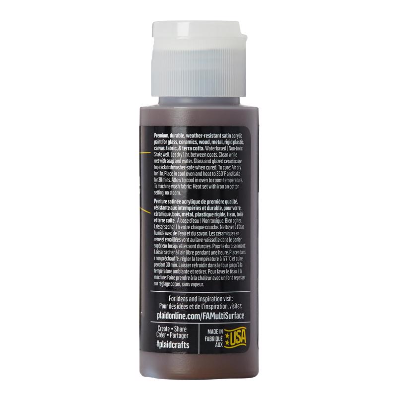 Plaid FolkArt Satin Real Brown Hobby Paint 2 oz, Pack of 3