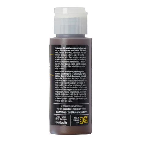 Plaid FolkArt Satin Real Brown Hobby Paint 2 oz, Pack of 3