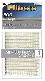 Filtrete BA20-4 Air Filter, 12 in L, 24 in W, 5 MERV, 300 MPR, Pack of 4