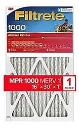 Filtrete AL27-4 Air Filter, 16 in L, 30 in W, 11 MERV, 1000 MPR, Polypropylene Frame, Pack of 4