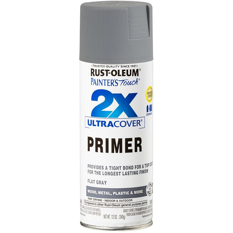 Painter's Touch 2X Ultra Cover 334017 General-Purpose Primer, Gray, Flat, 12 oz
