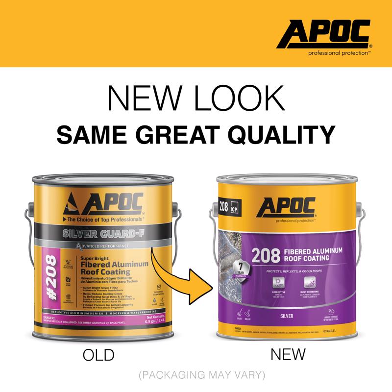 APOC High-Gloss Silver Fibered Aluminum Roof Coating 1 gal, Pack of 4