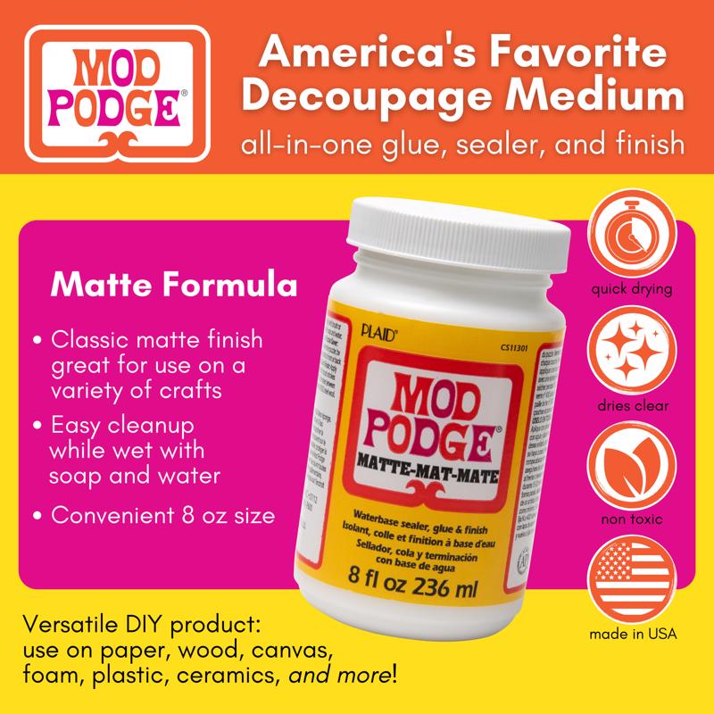 Plaid Mod Podge High Strength Glue Matte Decoupage 8 oz