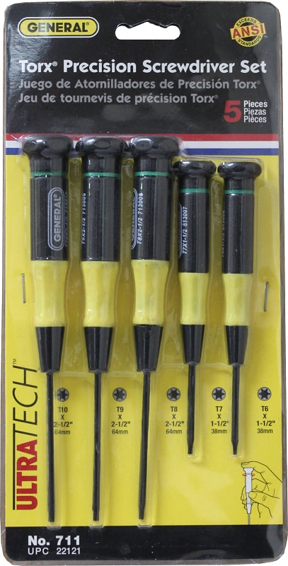 General 711 Torx Screwdriver Set, Steel, Black Oxide/Nickel