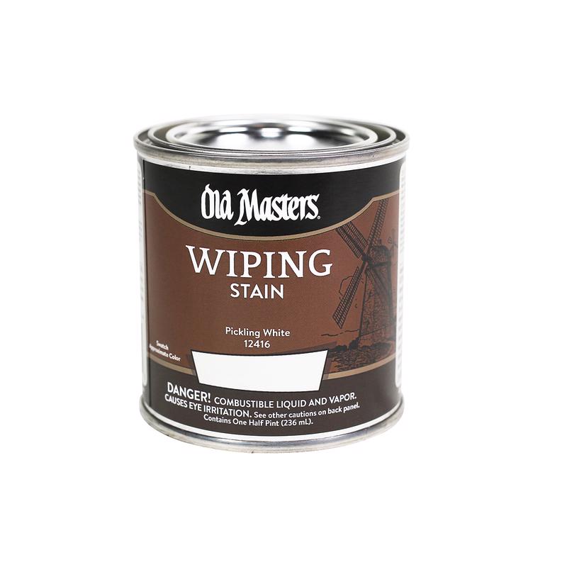 Old Masters 12416 Wiping Stain, Pickling White, Liquid, 0.5 pt, Can, Pack of 6