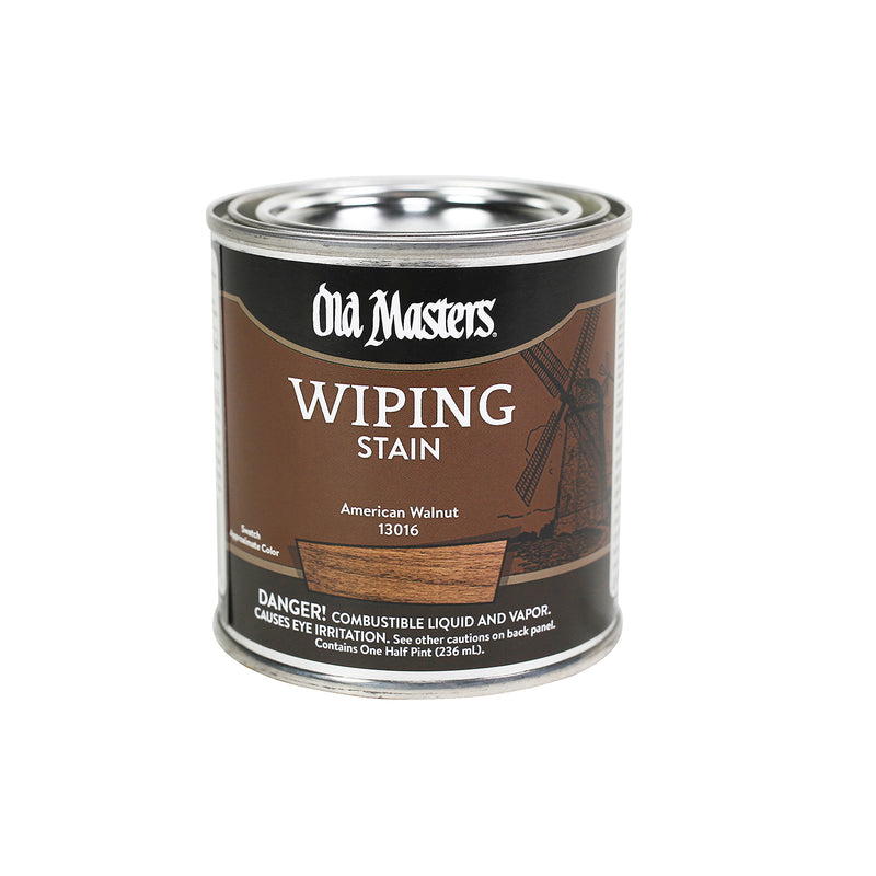 Old Masters 13016 Wiping Stain, American Walnut, Liquid, 0.5 pt, Can, Pack of 6