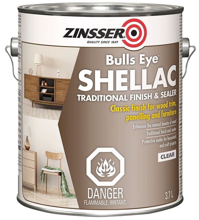 Zinsser Z00211 Shellac, Clear, Liquid, 3.7 L, Can, Pack of 2
