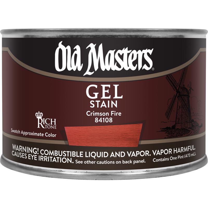 Old Masters 84108 Gel Stain, Crimson Fire, Liquid, 1 pt, Can, Pack of 4