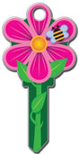 Lucky Line Key Shapes Series B106S Key Blank, Flower, Brass, Enamel-Coated, For: Schlage Locks, Pack of 5